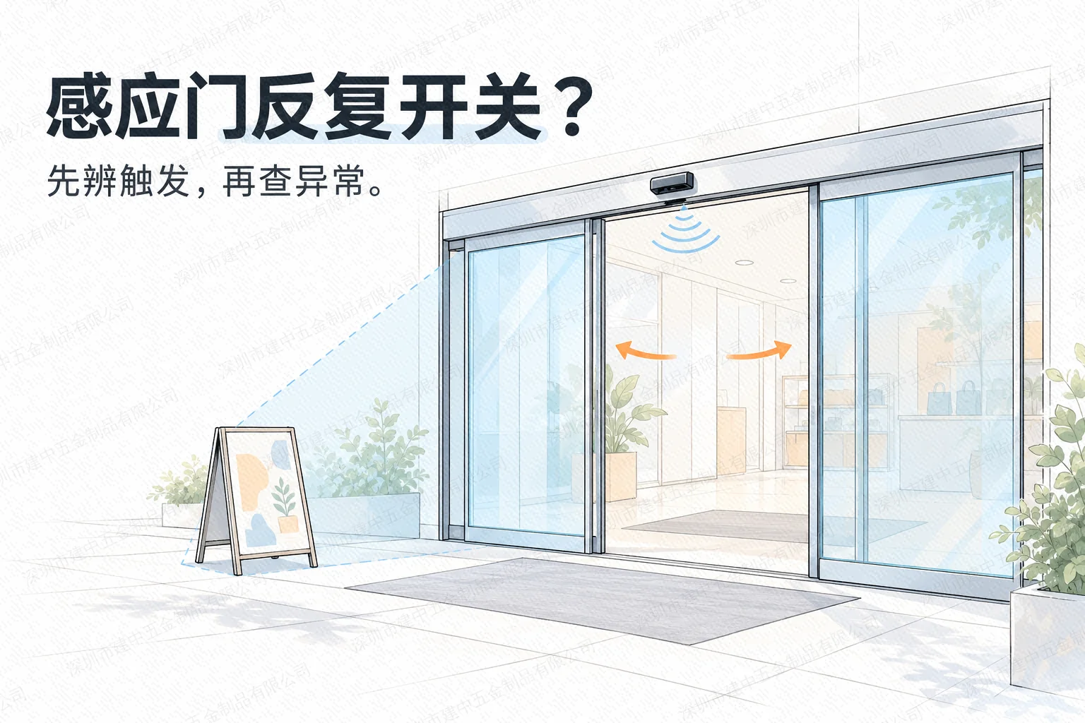 感应玻璃门为什么反复开关或一直不关?先分清触发、保护与故障