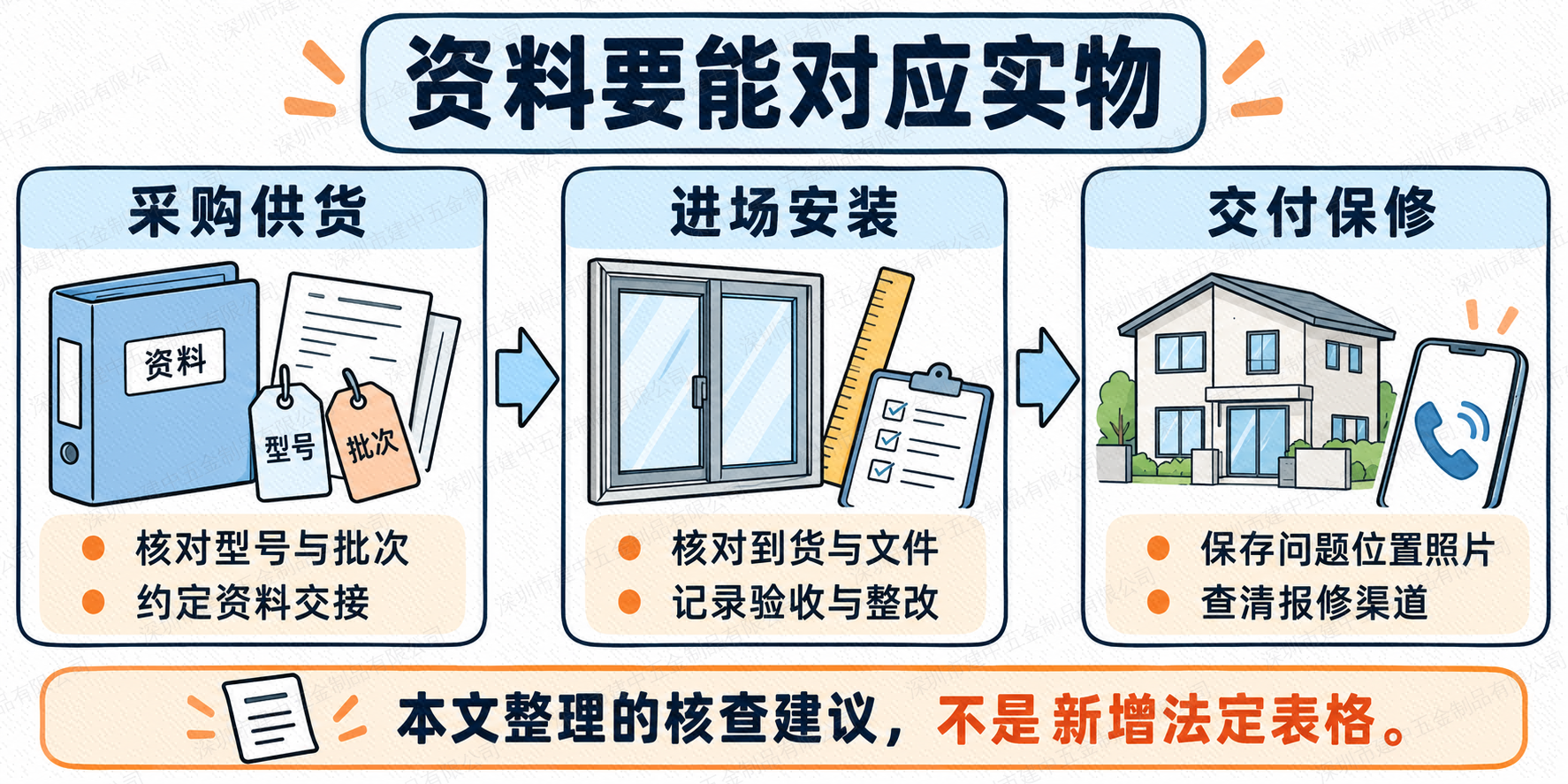 门窗采购供货、进场安装及交付保修的资料核查建议