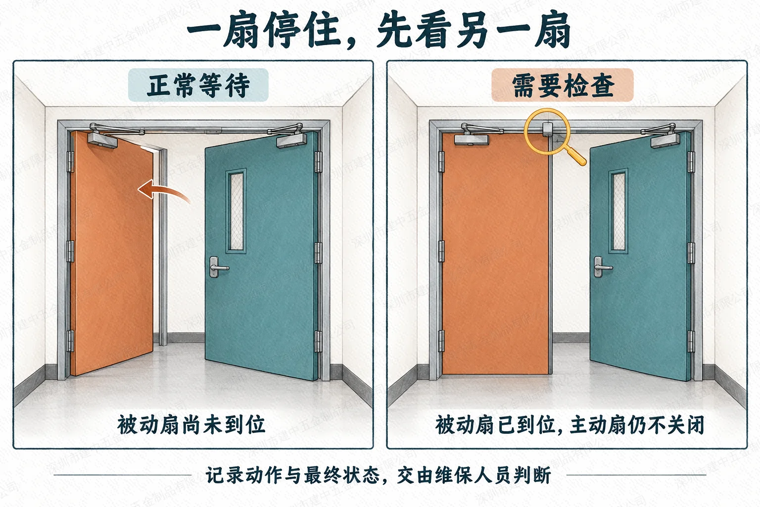 主动扇正常等待被动扇到位,与被动扇已到位但主动扇仍不关闭的状态对比