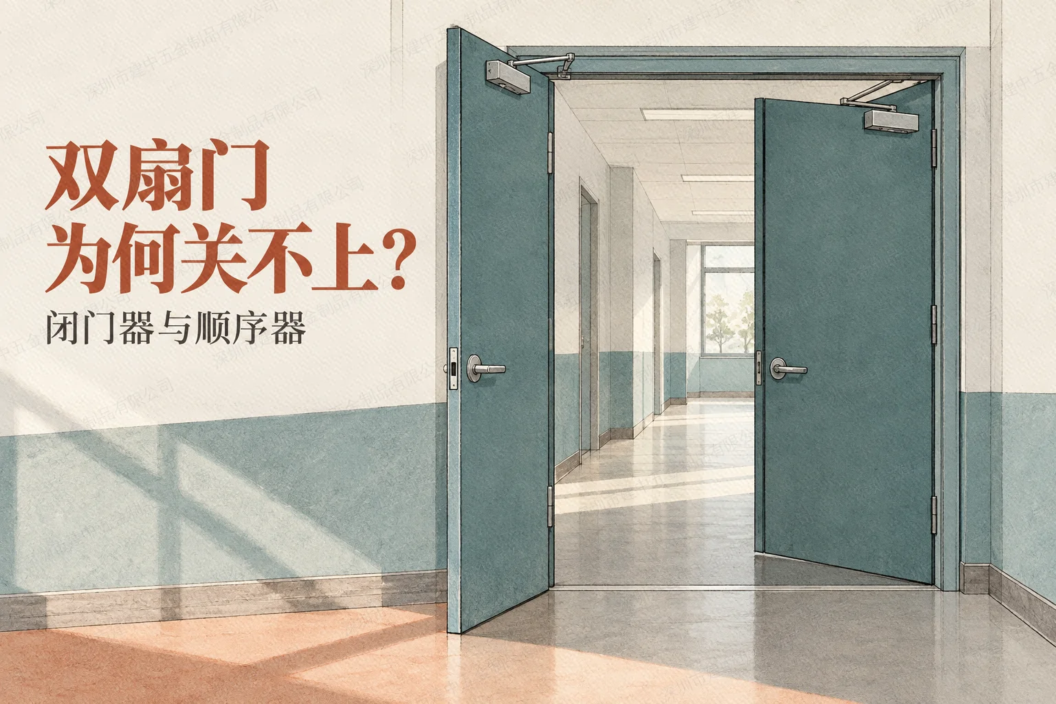 双扇门各有闭门器,为什么还会关不上?先看关闭顺序