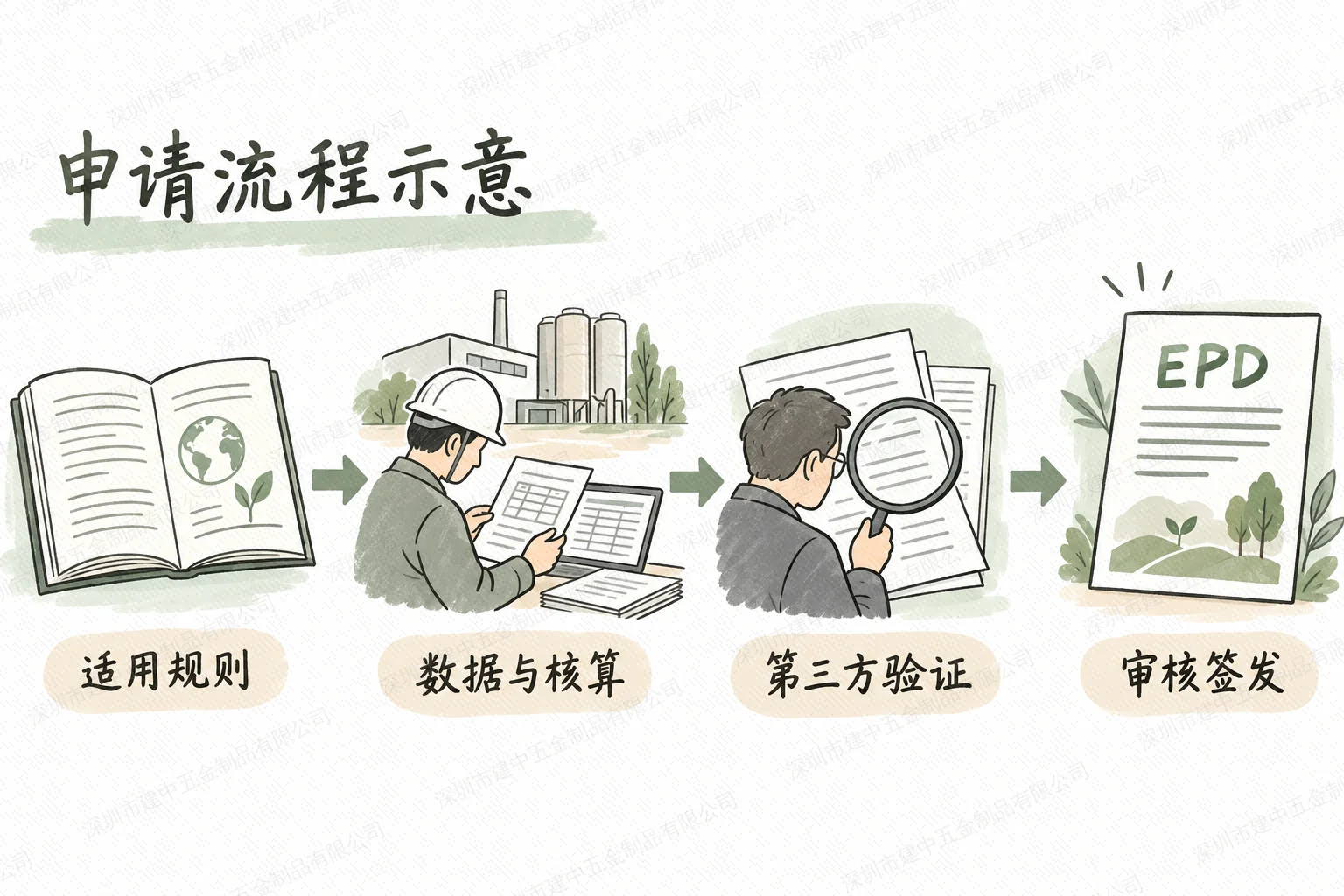 适用规则、数据核算、第三方验证和审核签发的申请流程示意