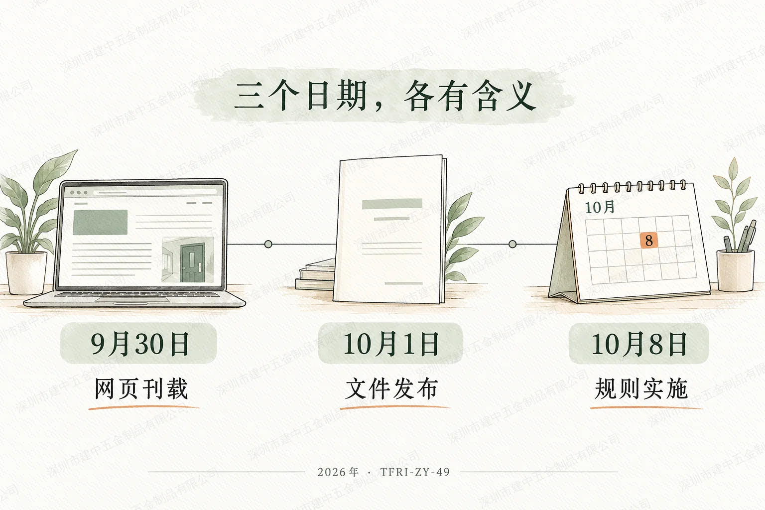 2026年认证规则网页刊载、文件发布和实施日期示意