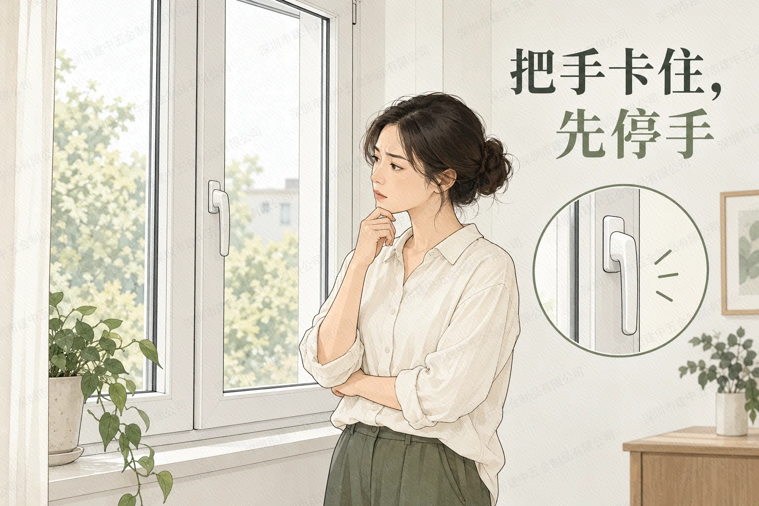 内开内倒窗把手转不动,能用力扳吗?