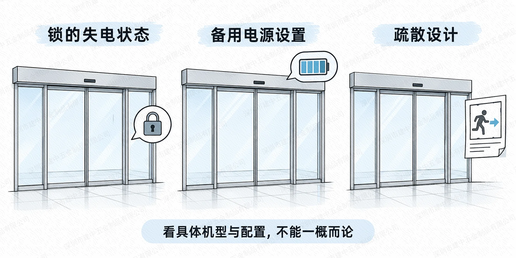 自动平移门失电锁态、备用电源与疏散配置的三个核对维度