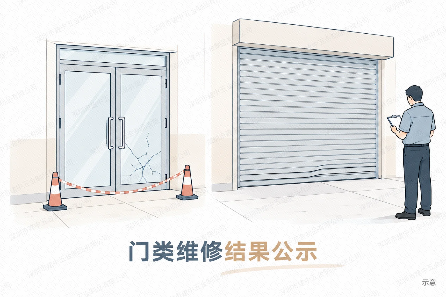 望都公示校园门类维修结果:双庙小学玻璃门与卷帘门已修缮