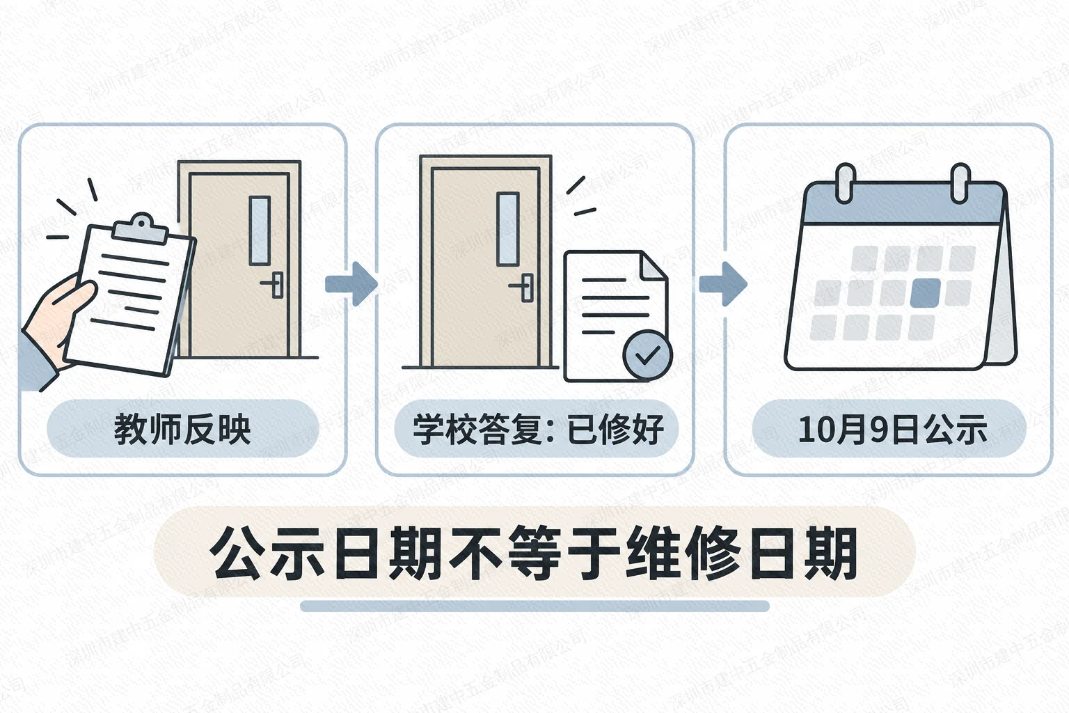 教师反映、学校答复与10月9日公示的时间关系示意