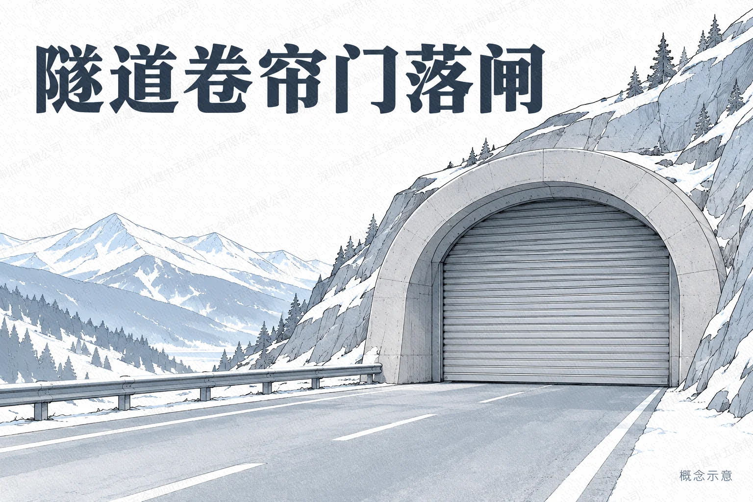 独库公路进入冬季封闭期,哈希勒根隧道卷帘门落闸