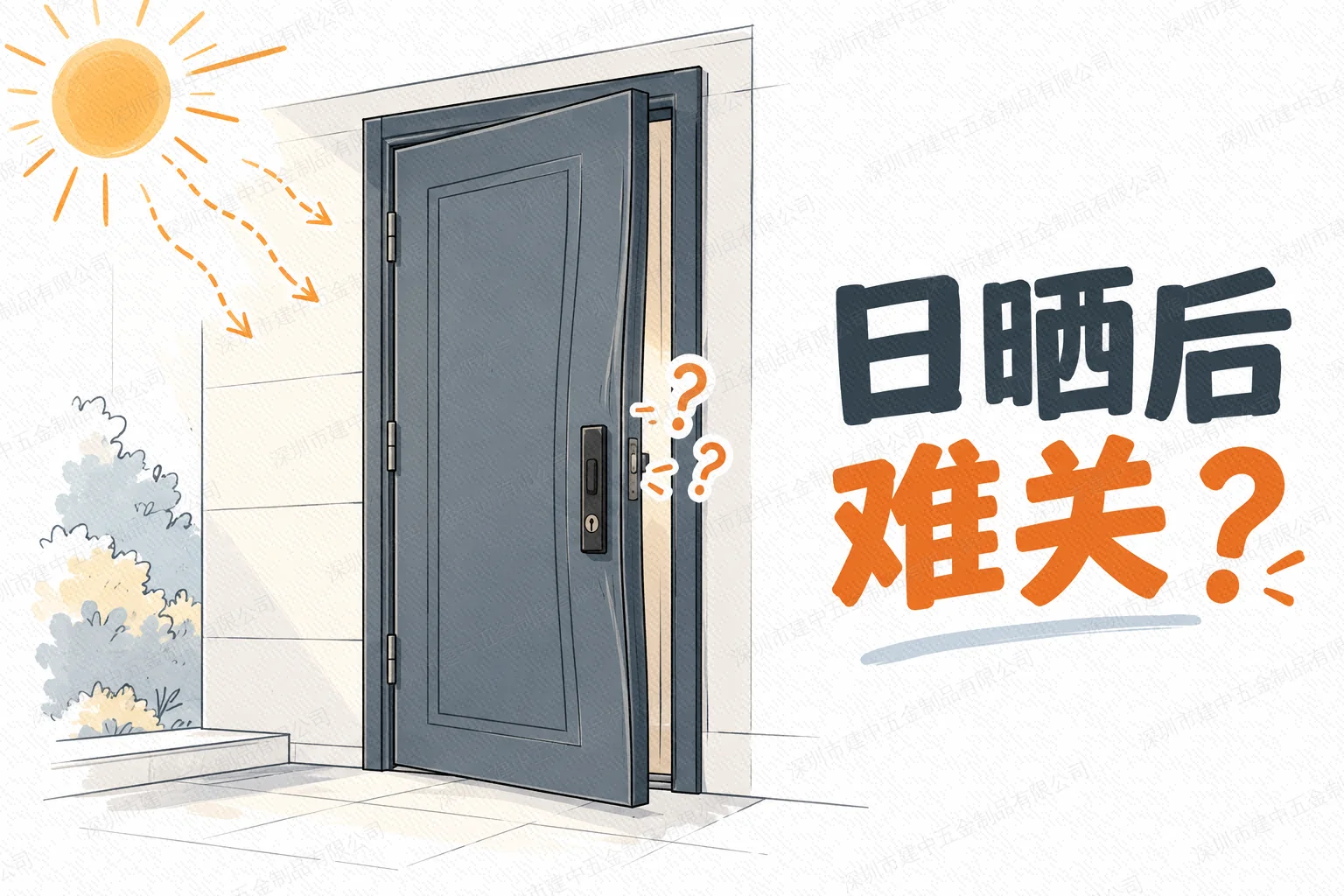 钢质外门晒太阳后变得难关,是热弯曲还是安装问题?