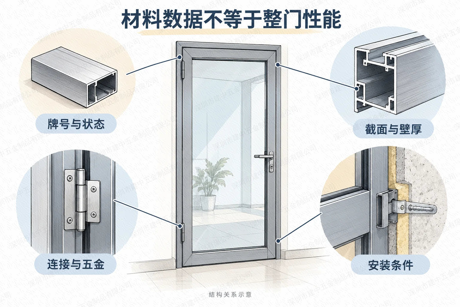 材料状态、型材截面、连接五金及安装共同影响整门表现
