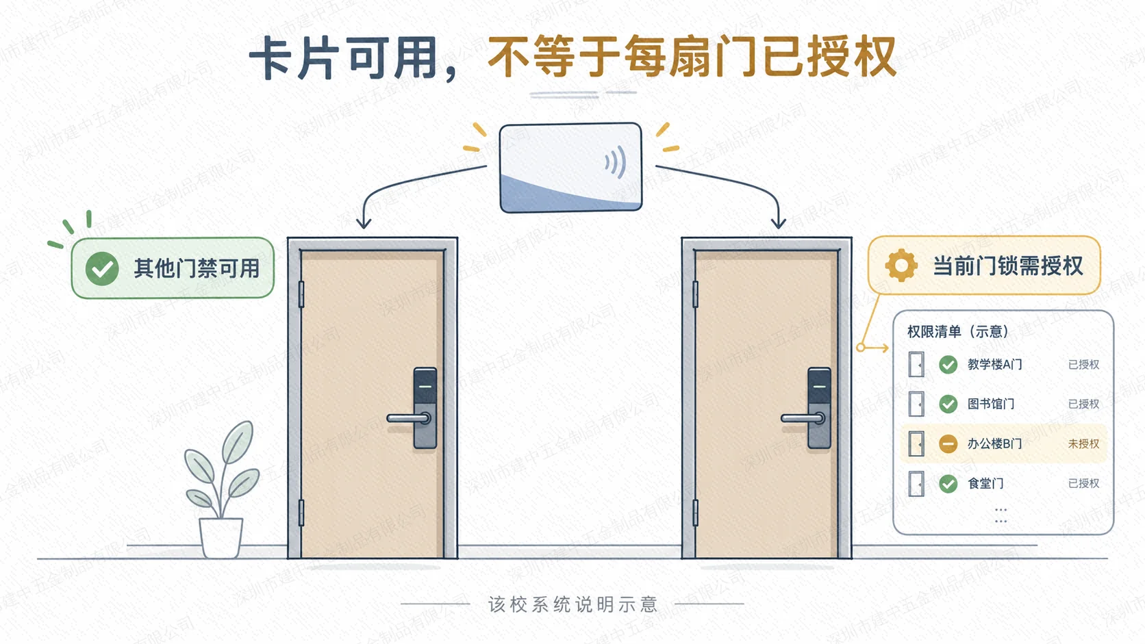 其他门禁可用不等于当前门锁已授权的概念对比