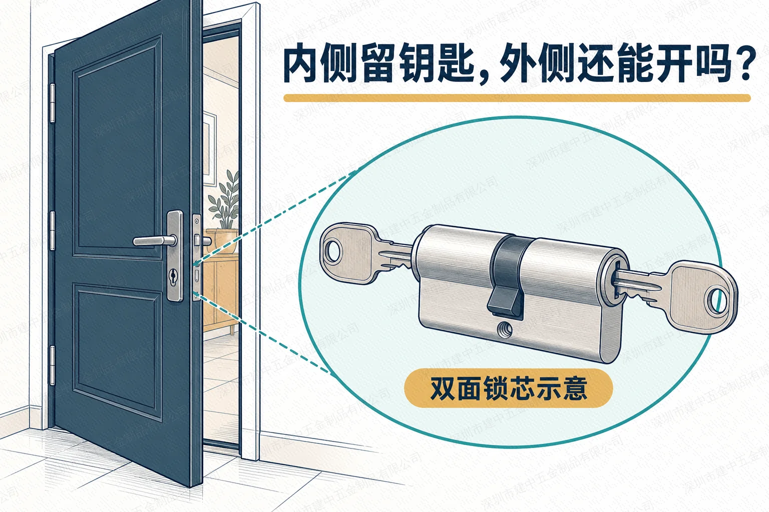 门内侧插着钥匙,为什么门外的备用钥匙可能打不开?