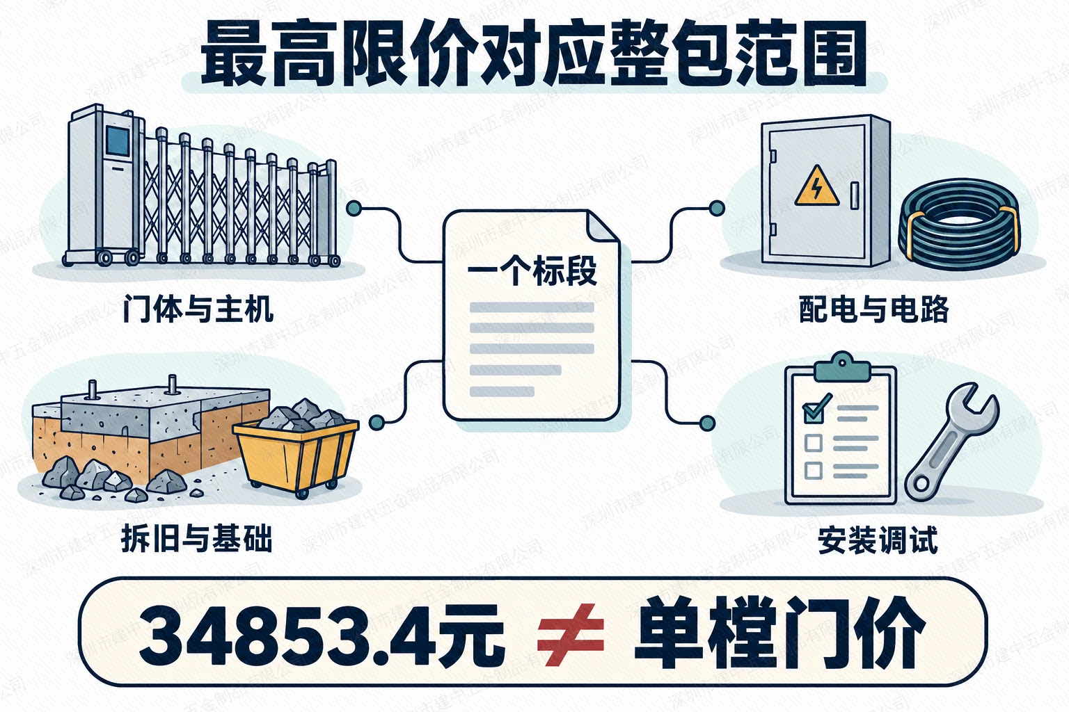 门体与配套施工组成一个采购标段的范围示意