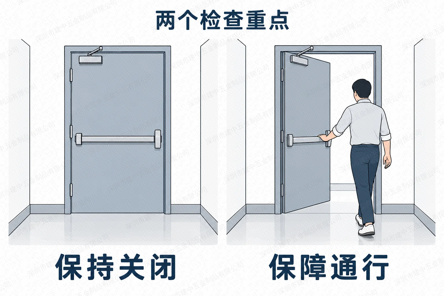 常闭式防火门保持关闭与保障通行的不同检查重点