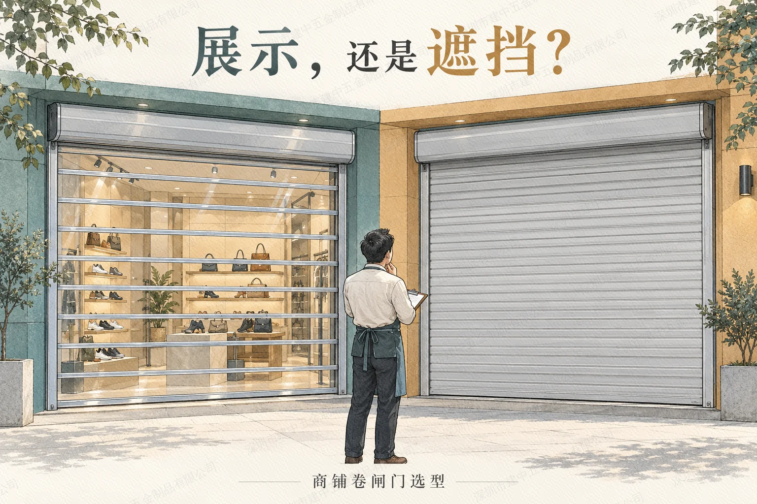 商铺卷闸门选型:透明展示与闭店遮挡怎样取舍