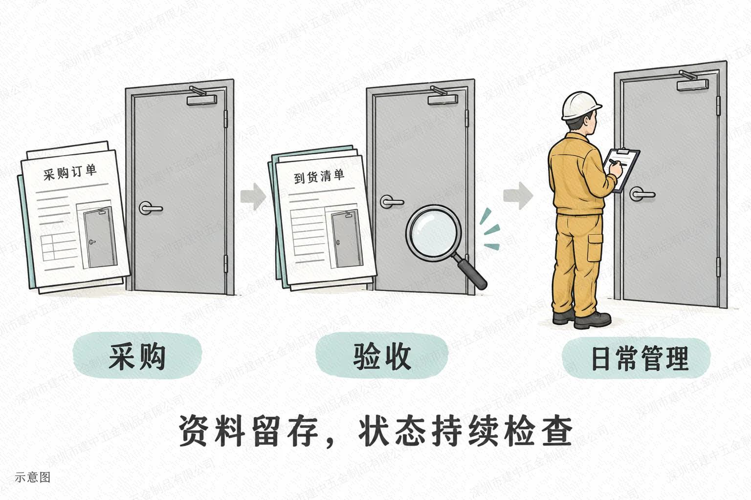 防火门采购、验收与日常管理衔接示意